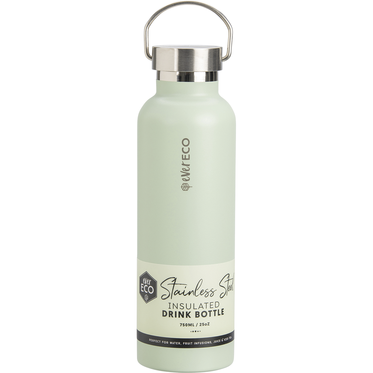 Ever Eco Stainless Steel Insulated Drink Bottle with Sip Lid 750ml Sage