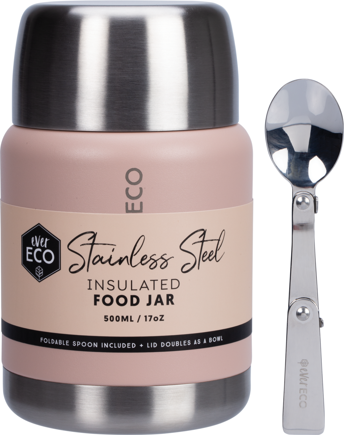 Ever Eco Stainless Steel Insulated Food Jar 500ml Rose
