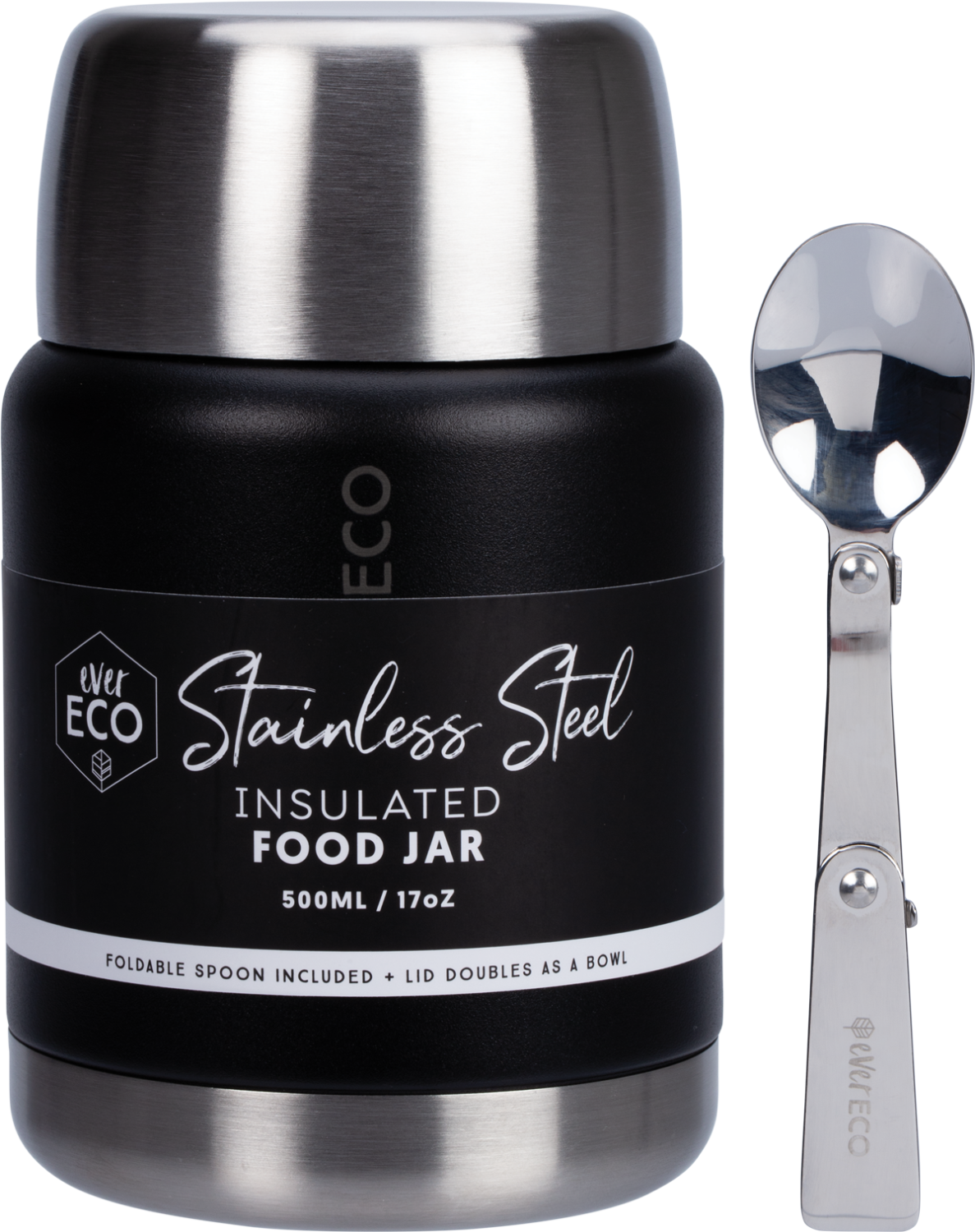 Ever Eco Stainless Steel Insulated Food Jar 500ml Onyx