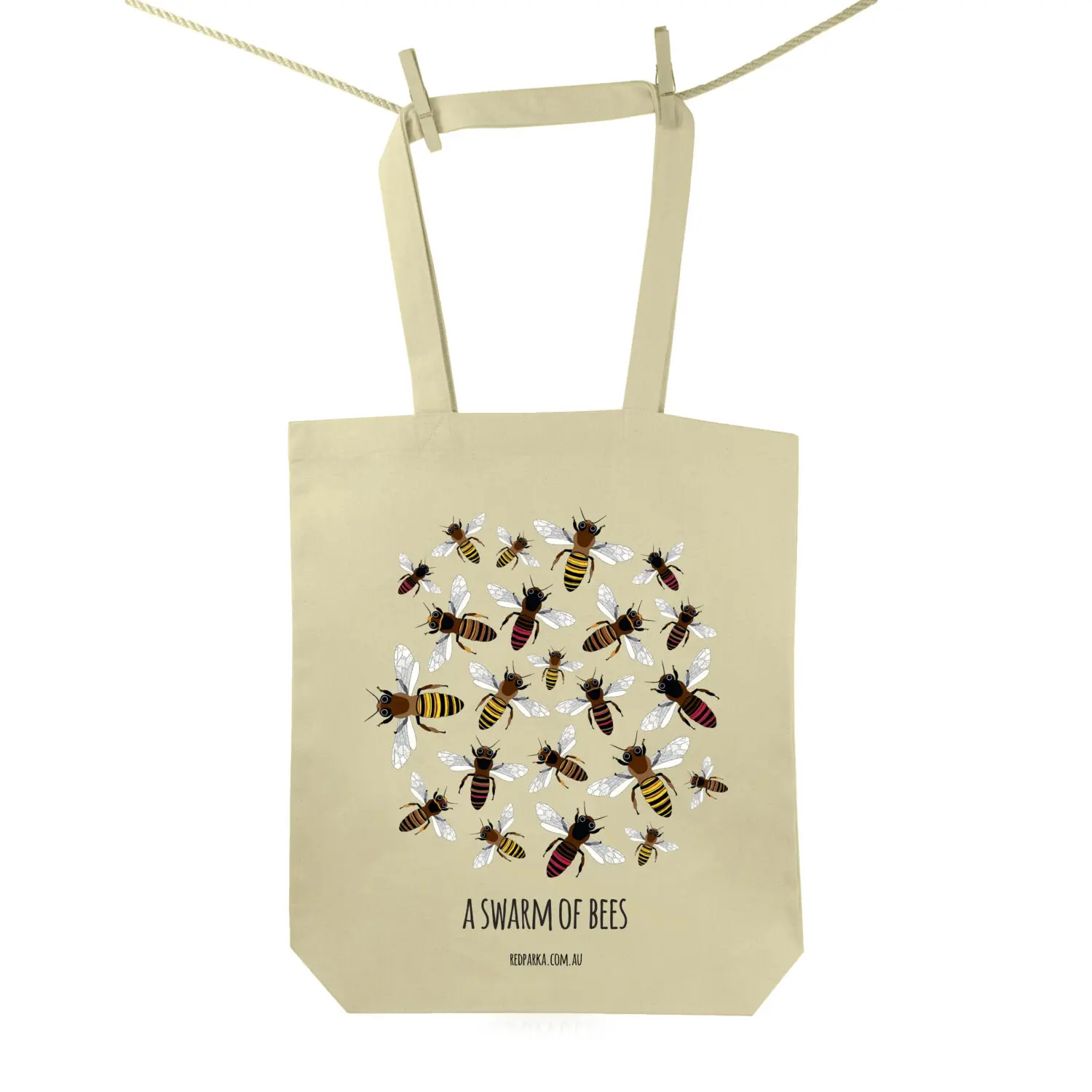 Red-Parka-Tote-Bag-Swarm-of-Bees